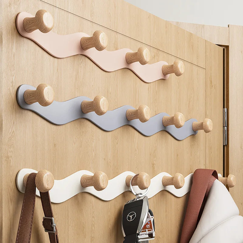 Wave Iron Coat Hook — Raw Wood Wall Hanger