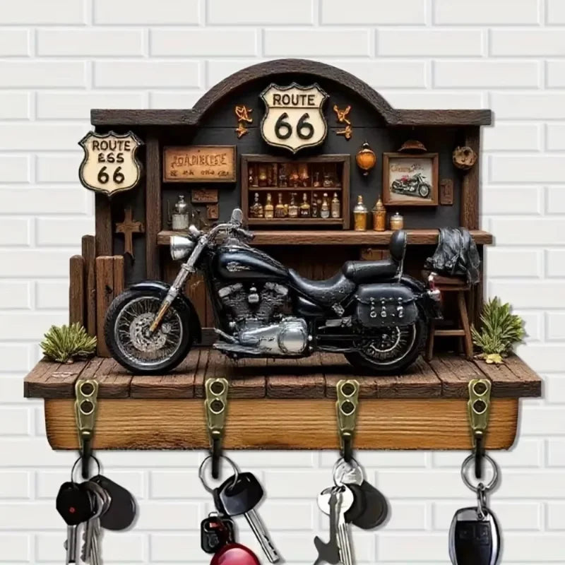 Retro Train Key Hook — 2D Wooden Wall Hanger