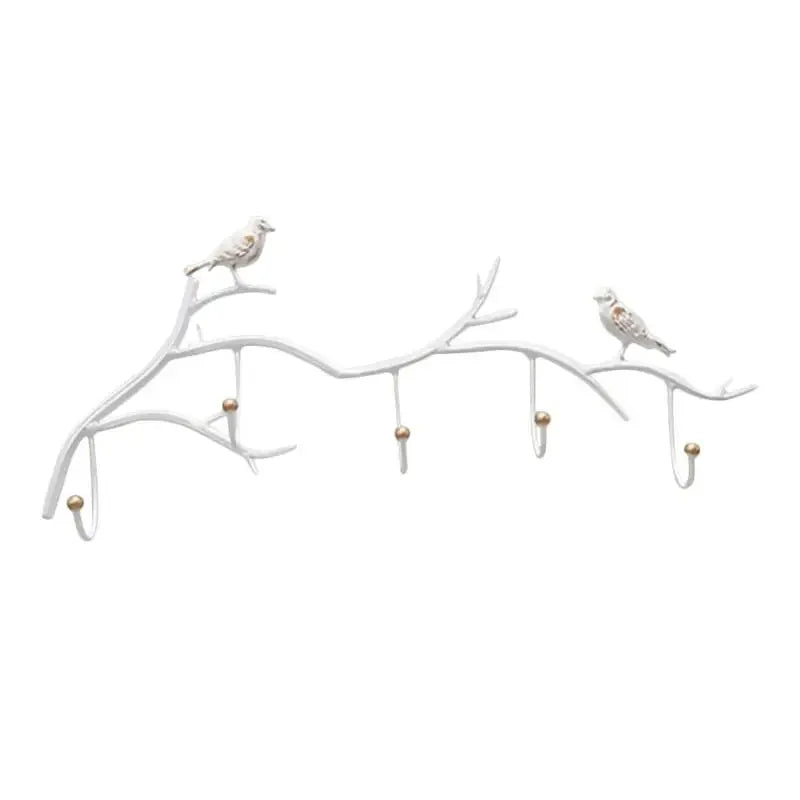 Wrought Iron Bird Hook Rack — 5-Hook Wall Hanger