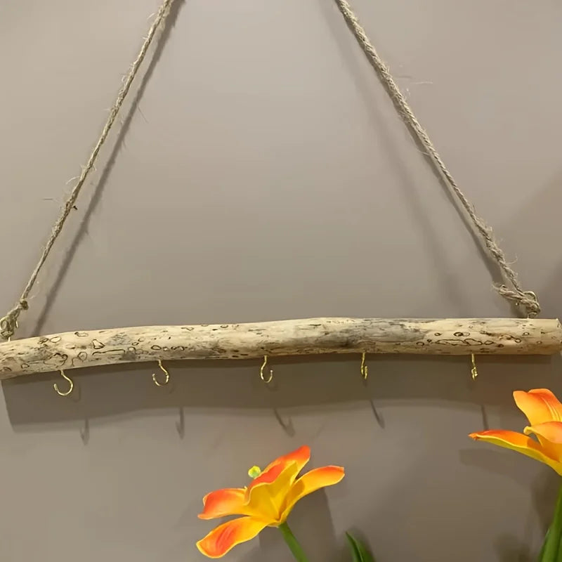 Driftwood Key & Jewelry Rack — Wall-Mounted Storage Hook