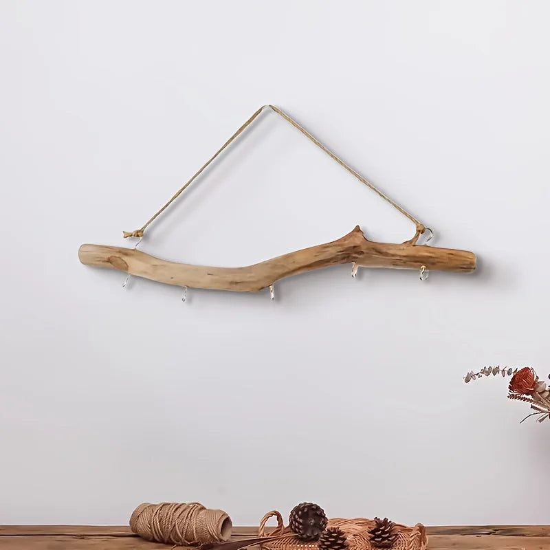 Driftwood Key & Jewelry Rack — Wall-Mounted Storage Hook