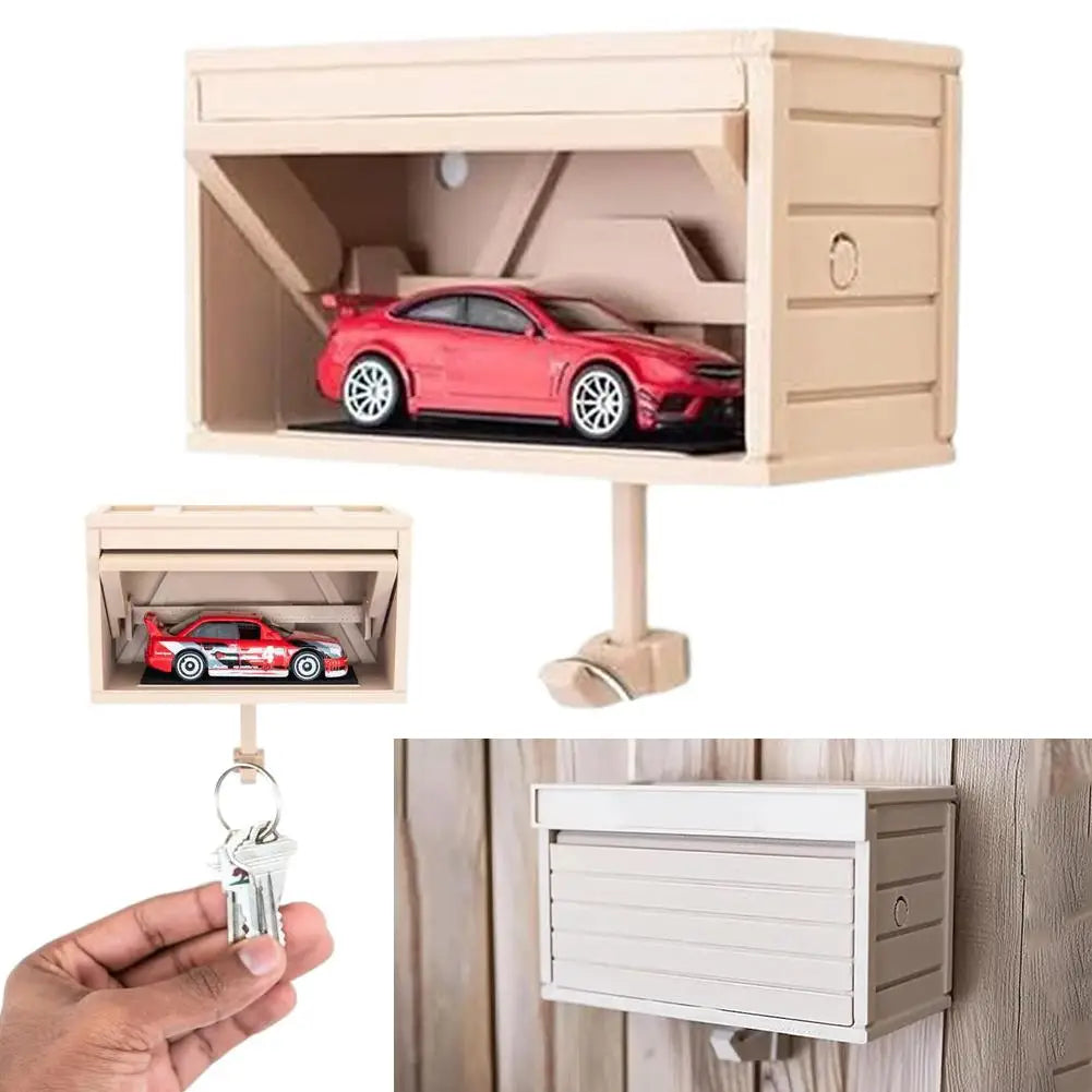 Miniature Garage Key Holder — Wall-Mounted with Opening Door