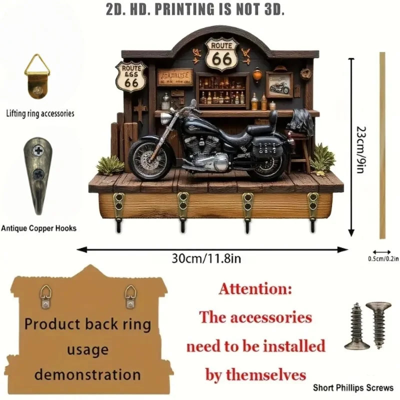 Retro Train Key Hook — 2D Wooden Wall Hanger
