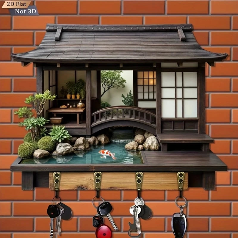Wooden Key Hanger — Japanese Retro Style