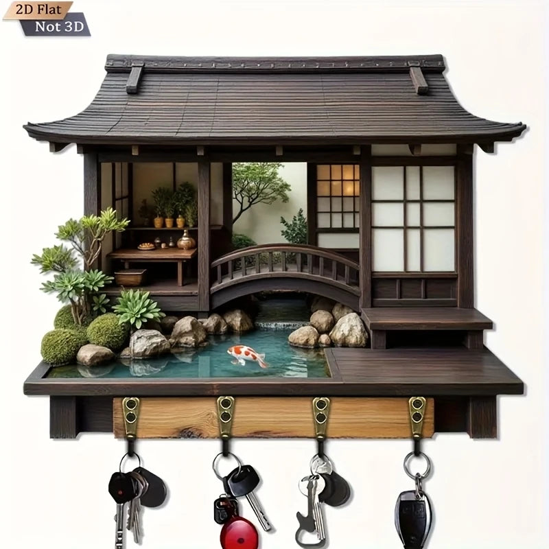 Wooden Key Hanger — Japanese Retro Style