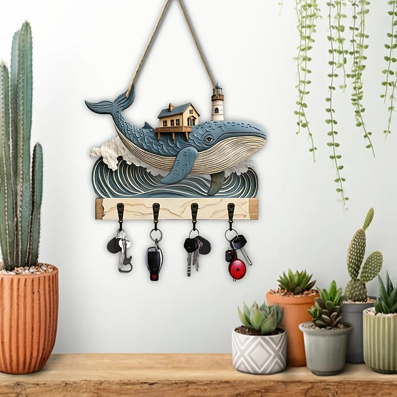 Whale Wooden Key Hanger — 2D Wall Decoration