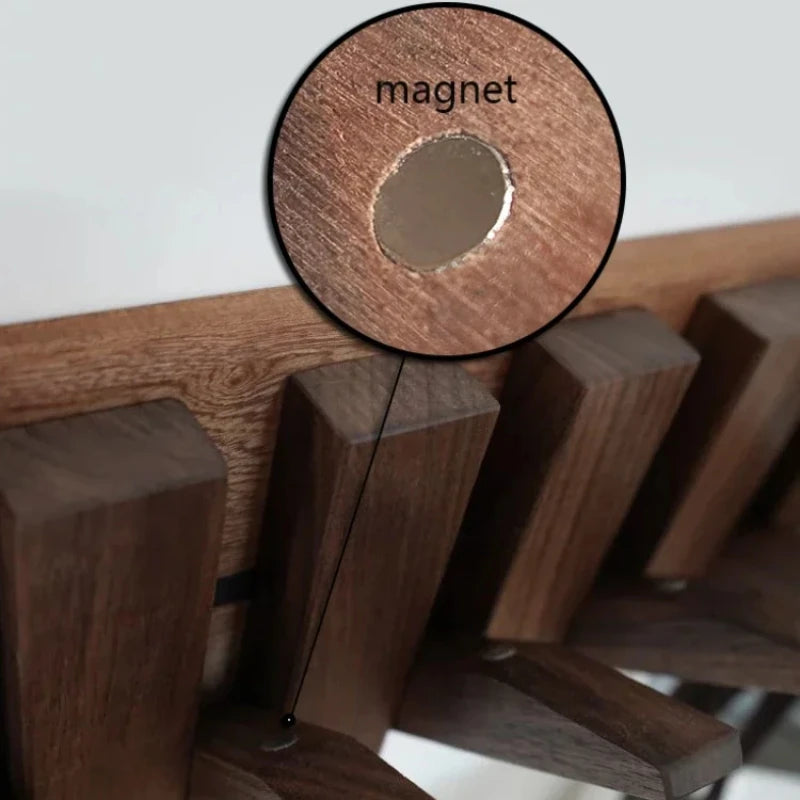 Walnut Wood Wall Rack — Foldable Coat & Key Organizer
