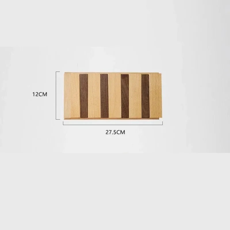 Walnut Wood Wall Rack — Foldable Coat & Key Organizer