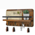 Pine Wood Key Holder — Mail Organizer with Shelf
